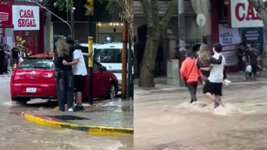 La calle estaba inundada, su novia dudó en cruzar y él tuvo un gesto ...